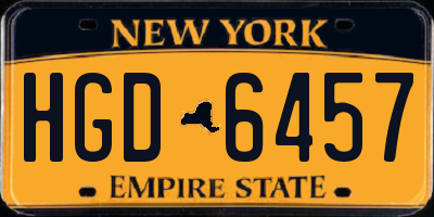 NY license plate HGD6457