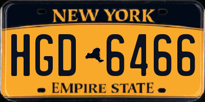 NY license plate HGD6466