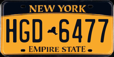 NY license plate HGD6477