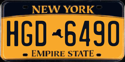 NY license plate HGD6490