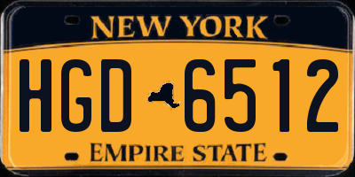 NY license plate HGD6512