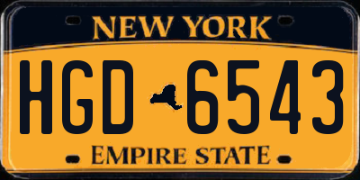 NY license plate HGD6543