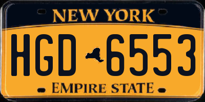NY license plate HGD6553