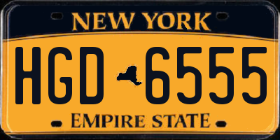 NY license plate HGD6555