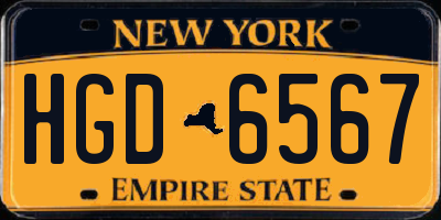 NY license plate HGD6567