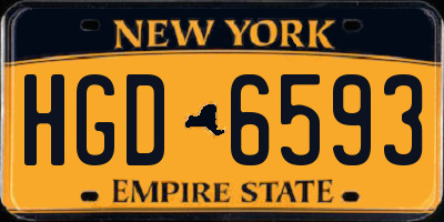 NY license plate HGD6593