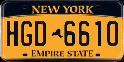 NY license plate HGD6610