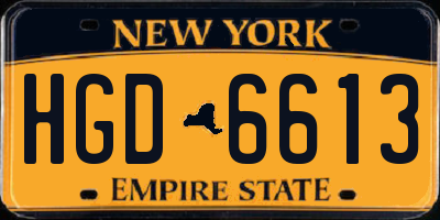 NY license plate HGD6613