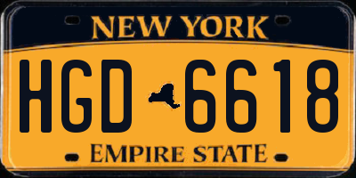 NY license plate HGD6618