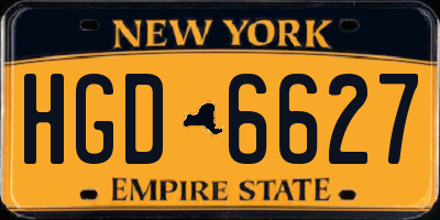 NY license plate HGD6627