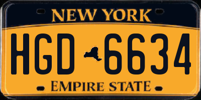 NY license plate HGD6634