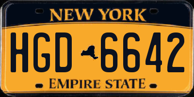 NY license plate HGD6642
