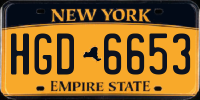 NY license plate HGD6653