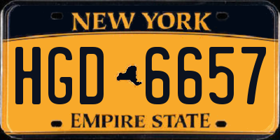 NY license plate HGD6657