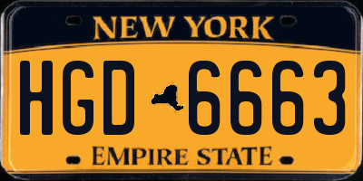 NY license plate HGD6663