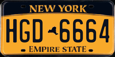 NY license plate HGD6664