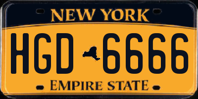 NY license plate HGD6666