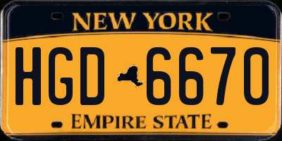 NY license plate HGD6670