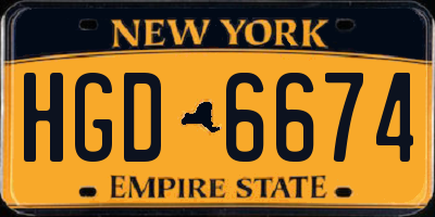 NY license plate HGD6674