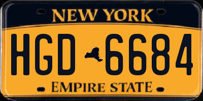 NY license plate HGD6684