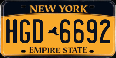 NY license plate HGD6692