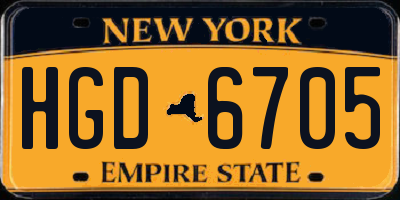 NY license plate HGD6705