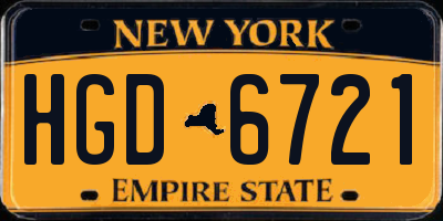 NY license plate HGD6721