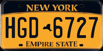 NY license plate HGD6727