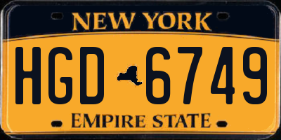NY license plate HGD6749