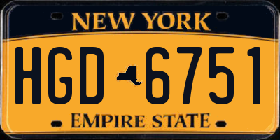 NY license plate HGD6751