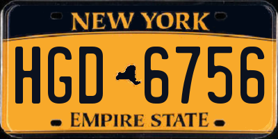 NY license plate HGD6756