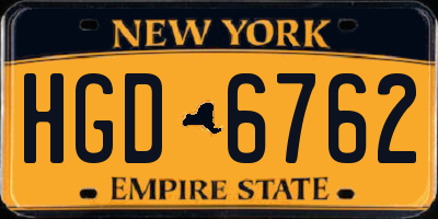 NY license plate HGD6762