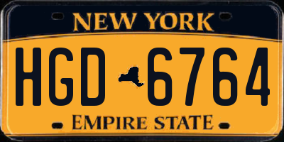 NY license plate HGD6764