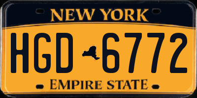 NY license plate HGD6772