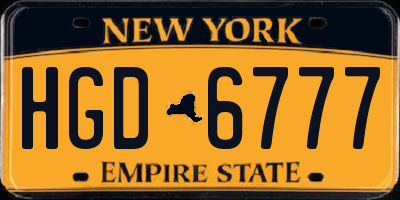 NY license plate HGD6777