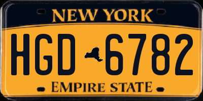 NY license plate HGD6782