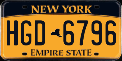 NY license plate HGD6796