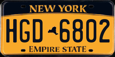 NY license plate HGD6802