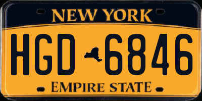 NY license plate HGD6846