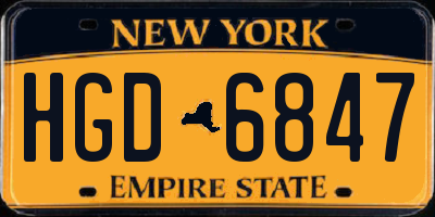 NY license plate HGD6847