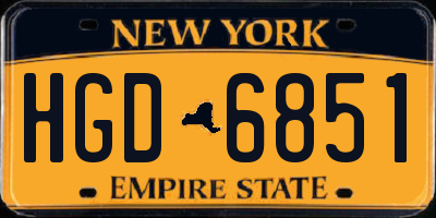 NY license plate HGD6851