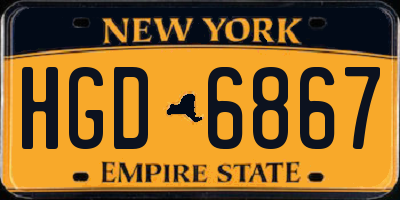 NY license plate HGD6867