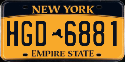 NY license plate HGD6881