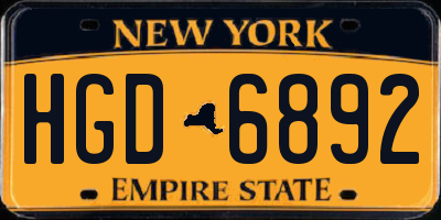 NY license plate HGD6892