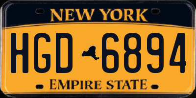 NY license plate HGD6894
