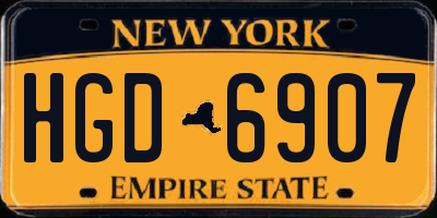 NY license plate HGD6907