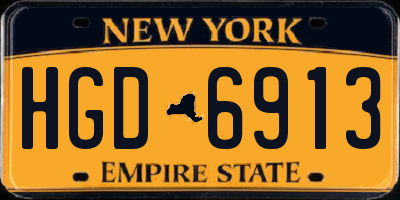 NY license plate HGD6913