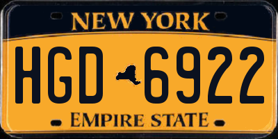 NY license plate HGD6922