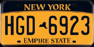 NY license plate HGD6923