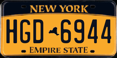NY license plate HGD6944
